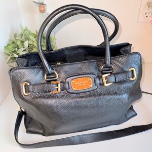 Michael Kors Black Satchel with Gold Accents